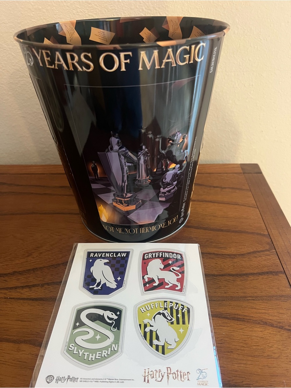 Harry Potter 25 Years of Magic Popcorn Bucket Tin & Magnet Set, AMC, New